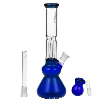 Blue Leaf Glass Beaker Base Ice Smoking Pipes with Precooler (ES-GB-371)